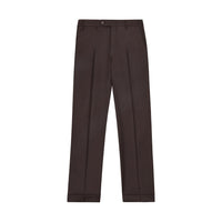 Todd Flat Front Super 120s Wool Serge Trouser in Chocolate Brown (Full Fit) by Zanella