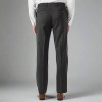 Super 130s Loro Piana Wool Gabardine Flat Front Trouser in Charcoal by 6 East by Ballin