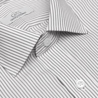 The Franklin Black - Wrinkle-Free Satin Stripe Cotton Dress Shirt (Size 15 1/2 - 32/33) by Cooper & Stewart