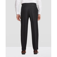 Todd Flat Front Super 120s Wool Serge Trouser in Black (Full Fit) by Zanella