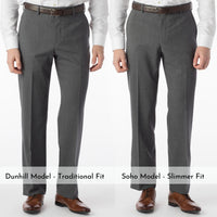 Super 120s Wool Travel Twill Comfort-EZE Trouser in Medium Grey (Flat Front Models) by Ballin