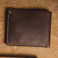 Brown Nut Horween Leather Billfold Wallet by Hooks Crafted Leather Co