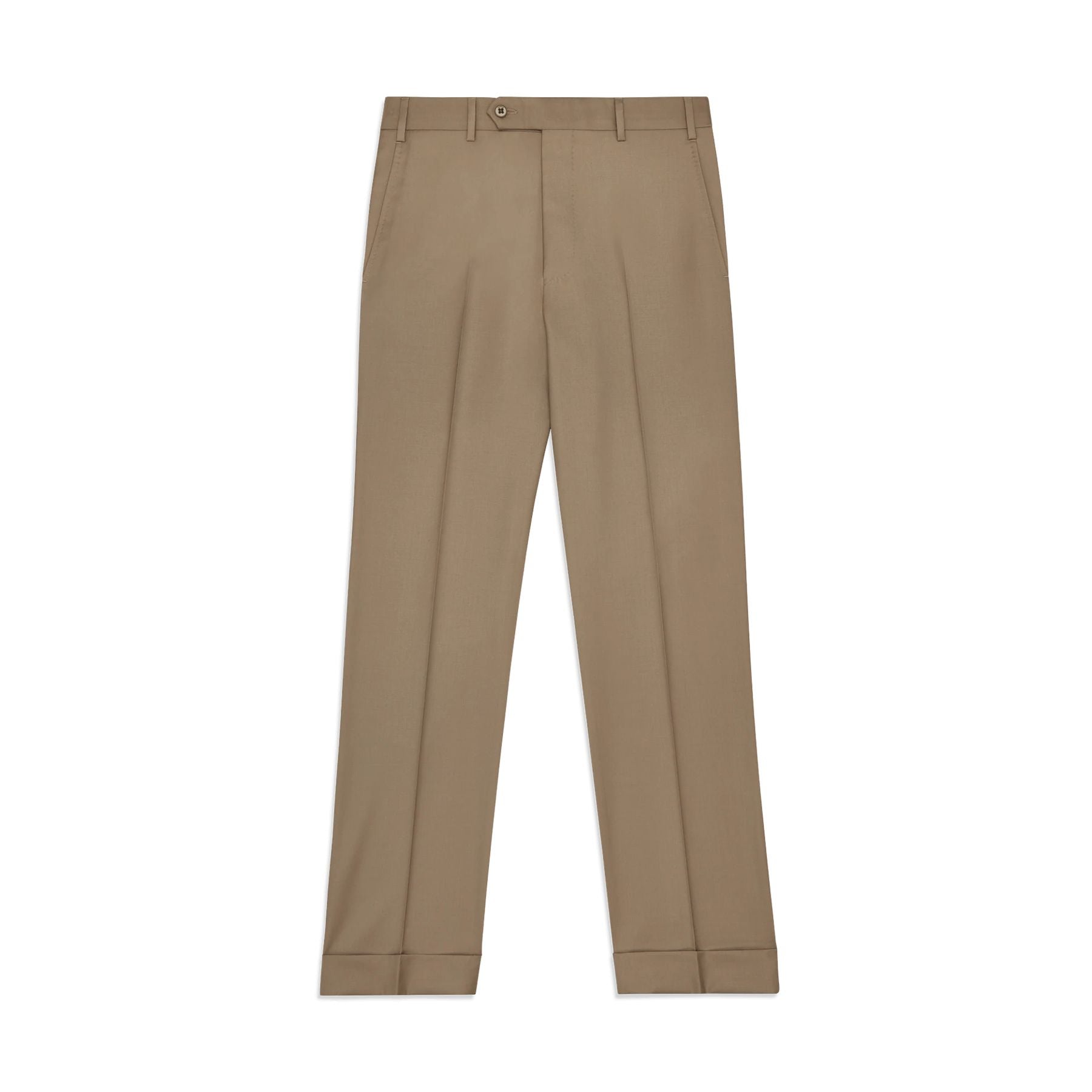 Todd Flat Front Super 120s Wool Serge Trouser in Tan (Full Fit) by Zanella