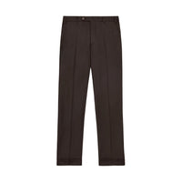 Devon Flat Front Super 120s Wool Serge Trouser in Chocolate Brown (Modern Full Fit) by Zanella