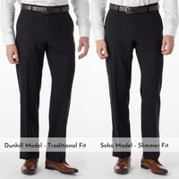 Super 120s Wool Travel Twill Comfort-EZE Trouser in Navy (Flat Front Models) by Ballin