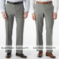Super 120s Wool Travel Twill Comfort-EZE Trouser in Pearl Grey, Size 34 (Soho Modern Fit) by Ballin
