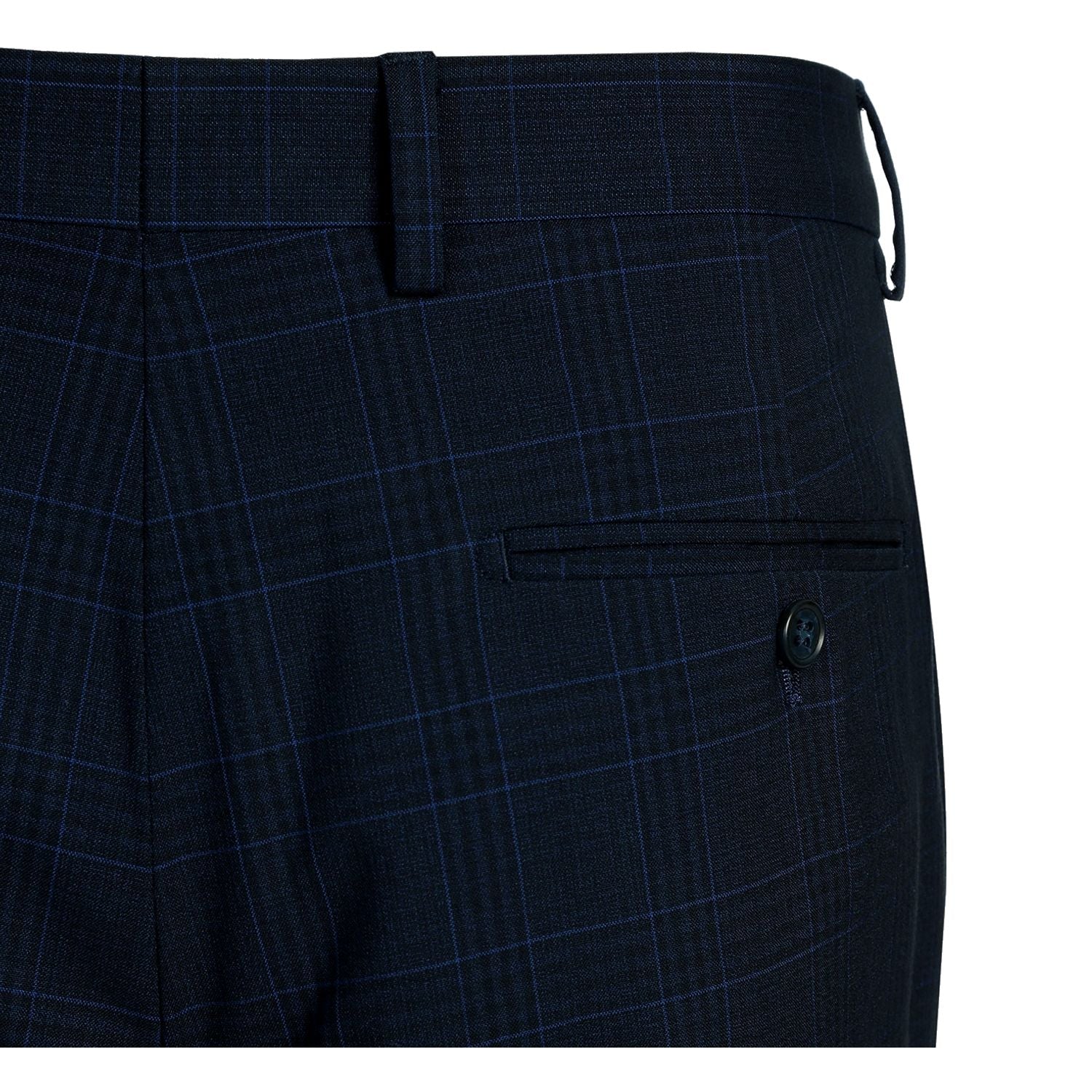 Stretch Performance 2-Button CLASSIC FIT Suit in Navy Check (Short, Regular, and Long Available) by Renoir