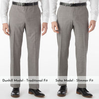 Super 100s Wool Gabardine Flat Front Trouser in Black & White Houndstooth (Flat Front Models) by Ballin