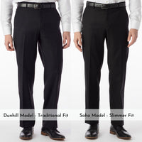 Super 120s Luxury Wool Serge Comfort-EZE Trouser in Black (Flat Front Models) by Ballin