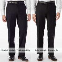 Super 120s Wool Travel Twill Comfort-EZE Trouser in Black, Size 32 (Dunhill Traditional Fit) by Ballin