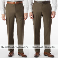 Super 120s Luxury Wool Serge Comfort-EZE Trouser in Olive (Flat Front Models) by Ballin