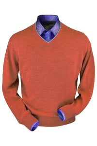 Royal Alpaca V-Neck Sweater in Cayenne Heather by Peru Unlimited