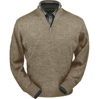 Royal Alpaca Half-Zip Mock Neck Sweater in Tan Heather by Peru Unlimited