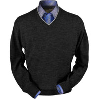 Royal Alpaca V-Neck Sweater in Charcoal Heather by Peru Unlimited