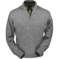 Royal Alpaca Half-Zip Mock Neck Sweater in Silver Grey Heather by Peru Unlimited