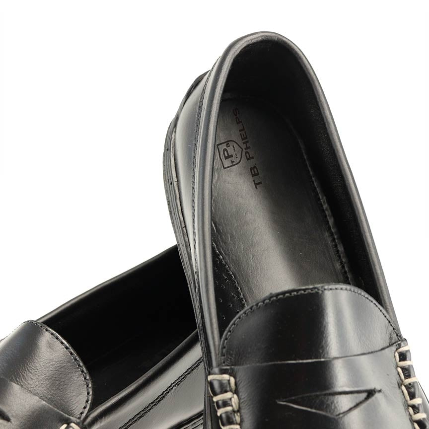 Key West Loafer in Black Waxy Leather by T.B. Phelps