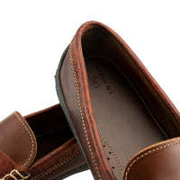 Key West Loafer in Briar Waxy Leather with Sport Rust Alligator Grain Trim by T.B. Phelps