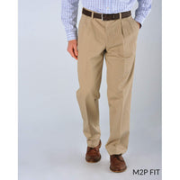 M2P Pleated Classic Fit Montgomery Stretch Twills in Stone (Size 56) by Bills Khakis