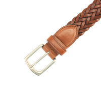 Maxwell Braided Belt in Dark Tan Waxy Leather by T.B. Phelps