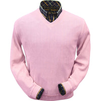 Baby Alpaca 'Links Stitch' V-Neck Sweater in Pink by Peru Unlimited