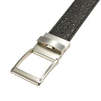 Player One-Size Micro Adjustable Croco Embossed Leather Belt in Black by T.B. Phelps