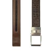 Player One-Size Micro Adjustable Croco Embossed Leather Belt in Briar by T.B. Phelps