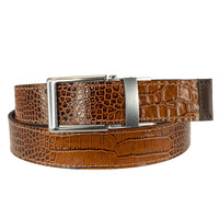 Player One-Size Micro Adjustable Croco Embossed Leather Belt in Sport Rust by T.B. Phelps