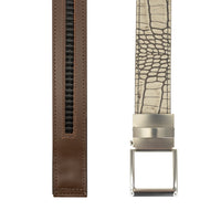 Player One-Size Micro Adjustable Croco Embossed Leather Belt in Stone by T.B. Phelps