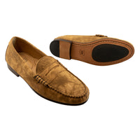Preston Washed Calfskin Penny Loafer in Tan by T.B. Phelps