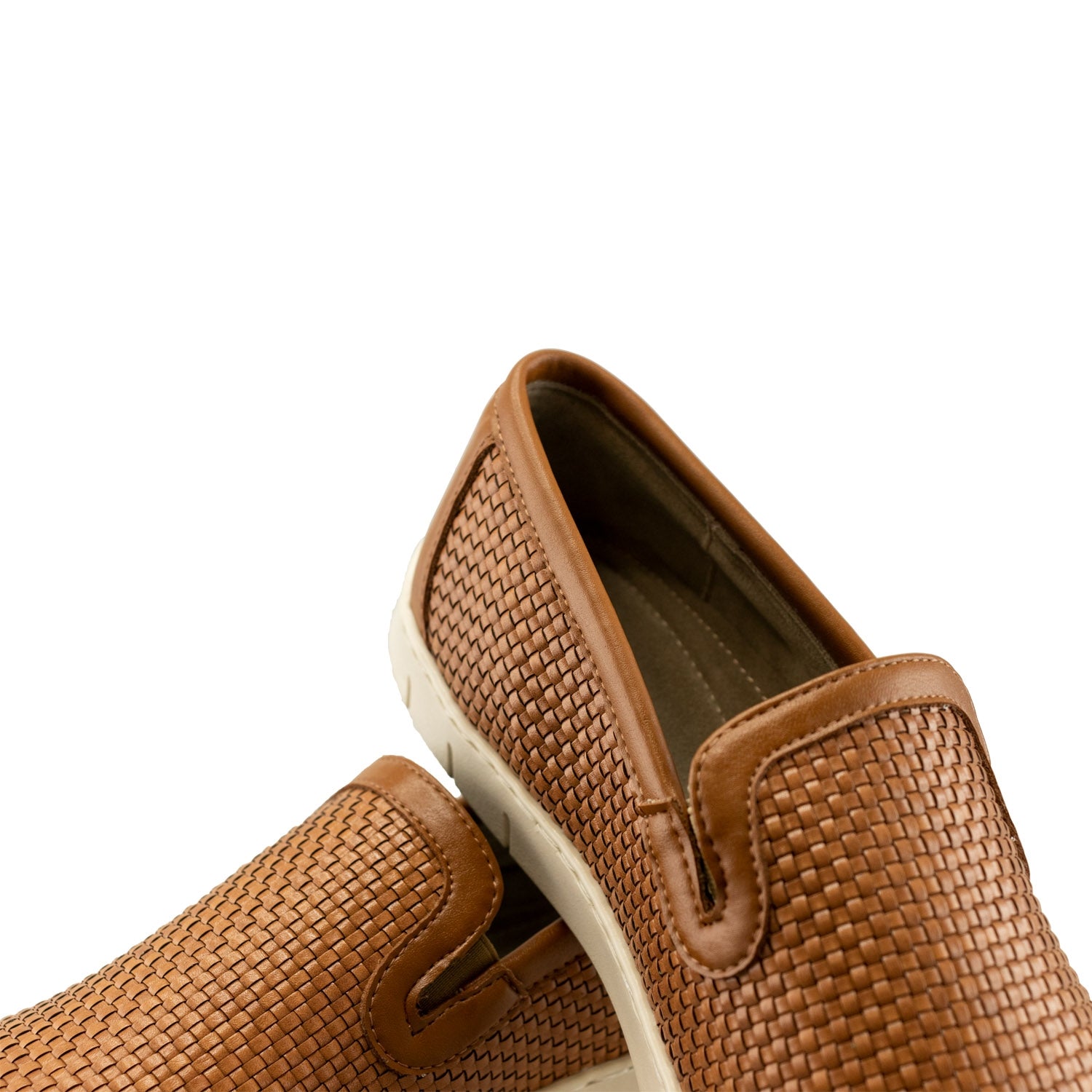 Scottsdale Slip on in Tan Woven Vegan Leather by T.B. Phelps