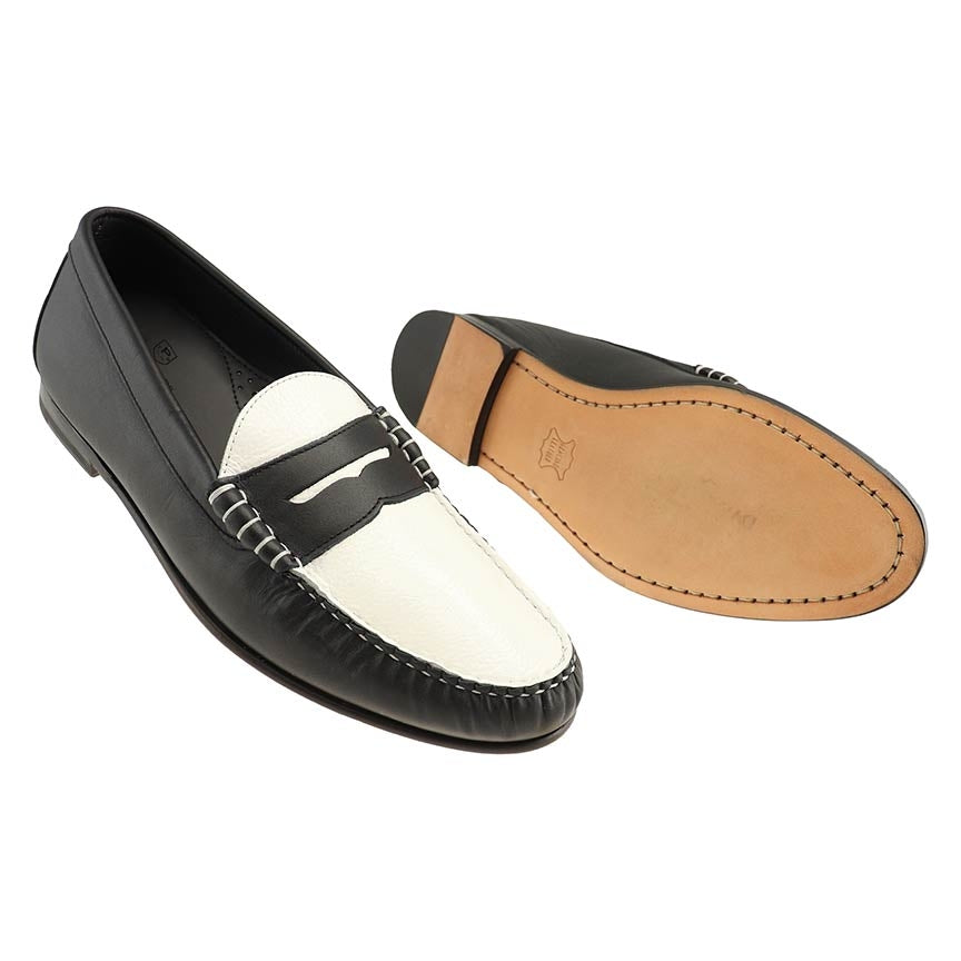 The Shag Penny Loafer in Black and White by T.B. Phelps