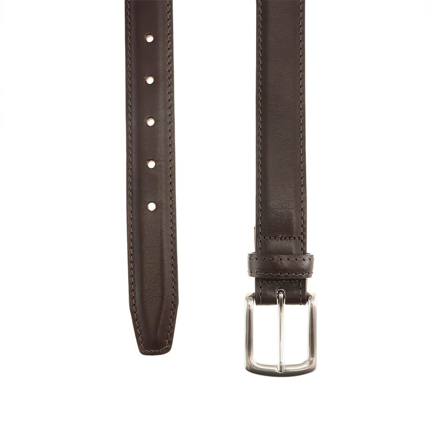 Torrence Calfskin Belt in Mahogany by T.B. Phelps