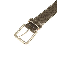 Travis Croco Grain Leather Belt in Greyhound with White Edge and Contrast Stitch by T.B. Phelps