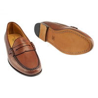 Ventura Sheepskin Penny Loafer in Pecan by T.B. Phelps