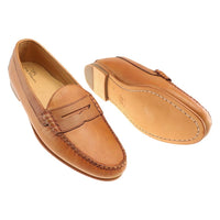 Ventura Sheepskin Penny Loafer in Tan by T.B. Phelps