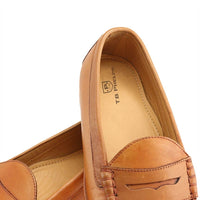 Ventura Sheepskin Penny Loafer in Tan by T.B. Phelps